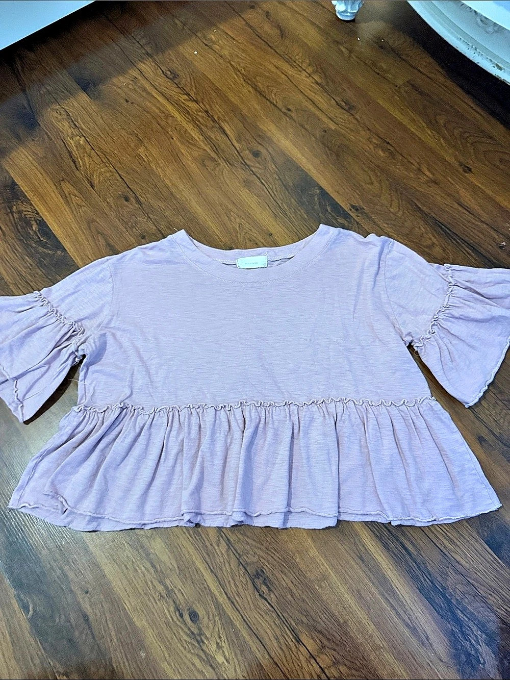 Girls' Purple Ruffle Sleeve Blouse